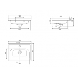 Επικαθήμενος Νιπτήρας Πορσελάνης 50x45cm Cerastyle Frame 030900-u Λευκό